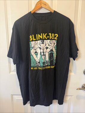 Blink 182 Black Graphic Band Tee - Yellow & Teal Print
